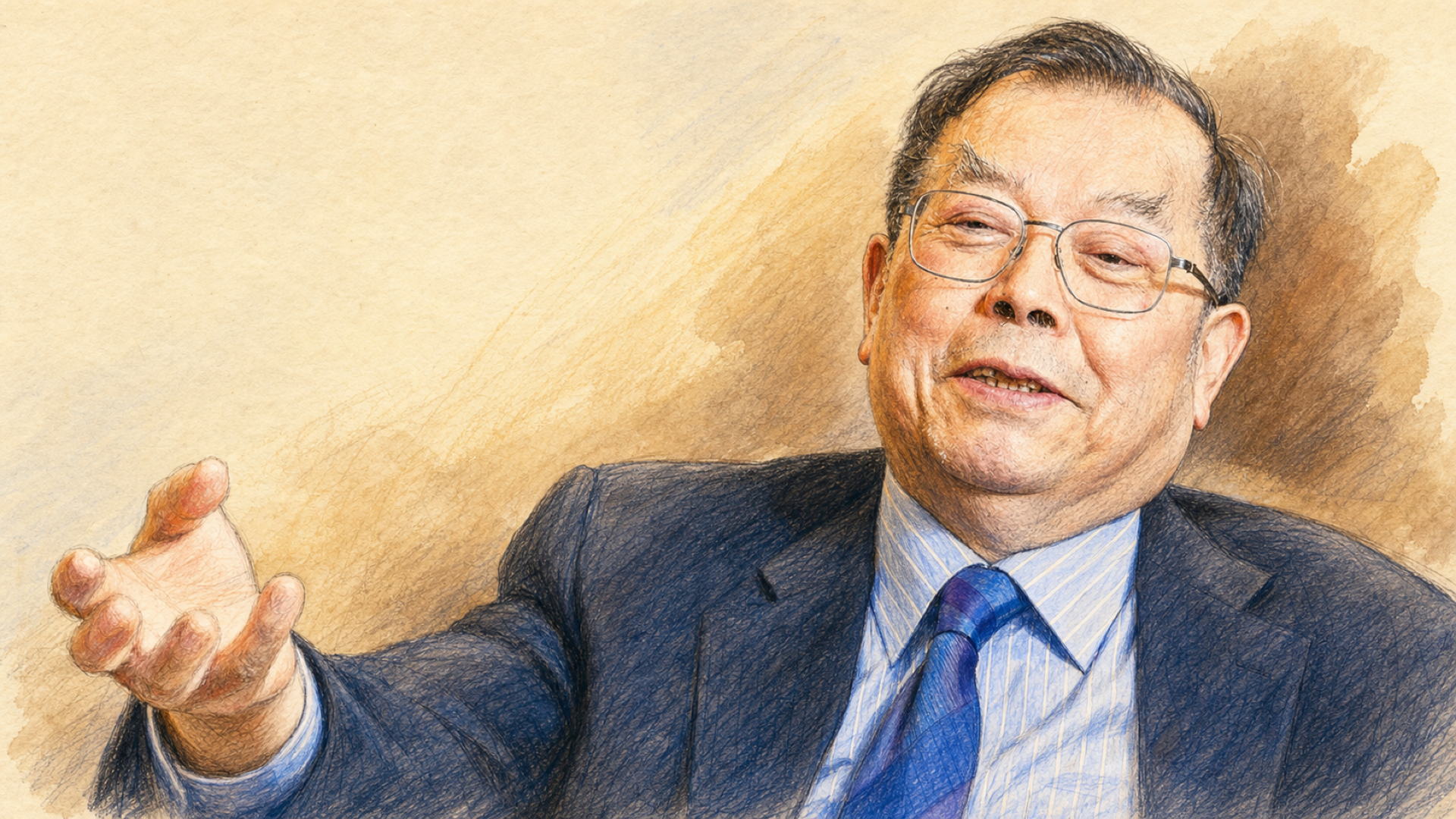 黃崇仁彩色素描紀念肖像